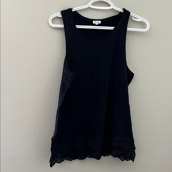 Kismet Black Tank Top with Lace Hem - Picture 1 of 4